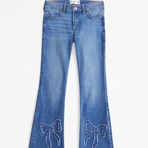 Girls Blue Jeans with Bow Embroidery